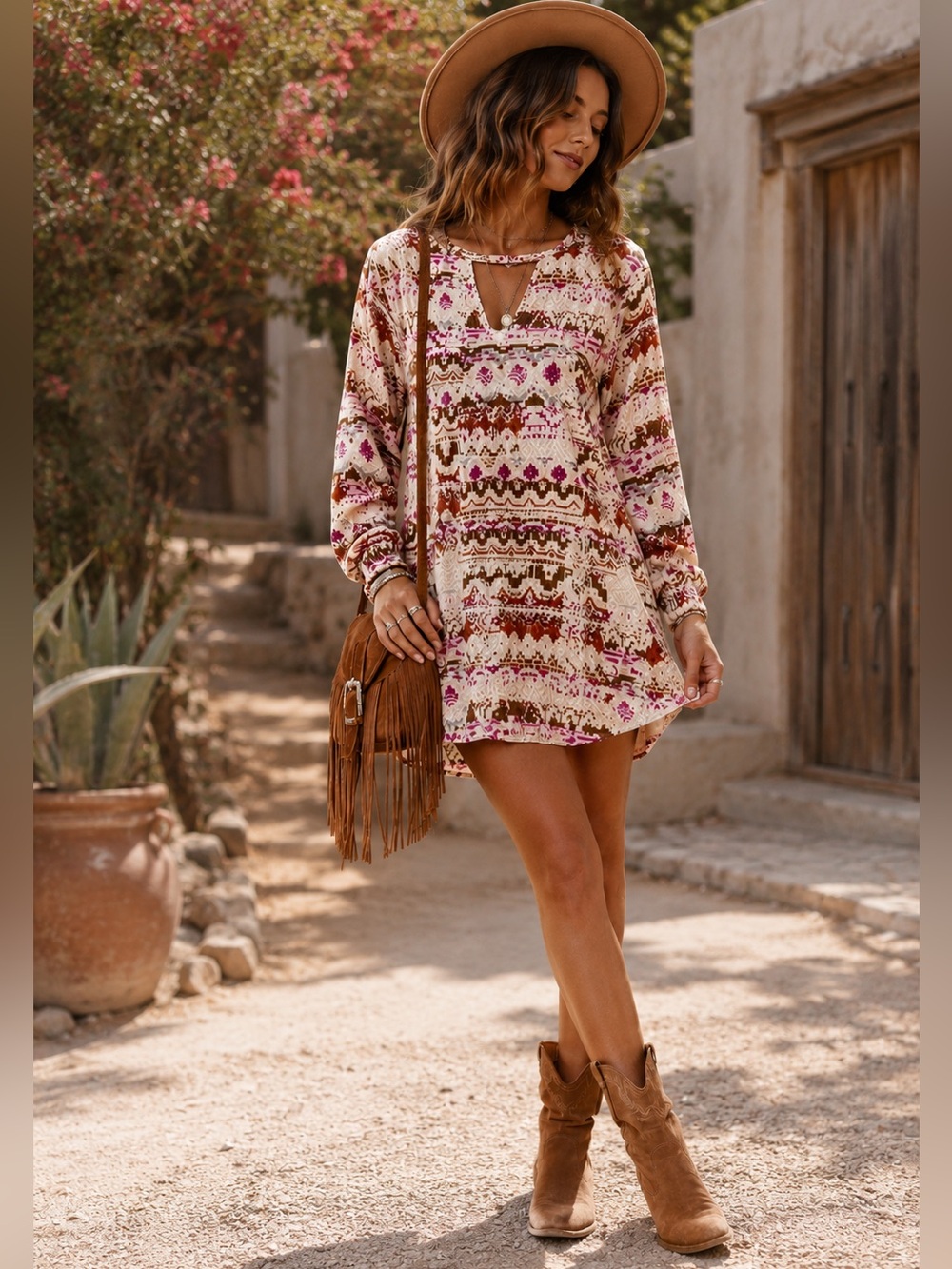 Shayanne Boho Southwestern Print Mini Dress XL Flowy